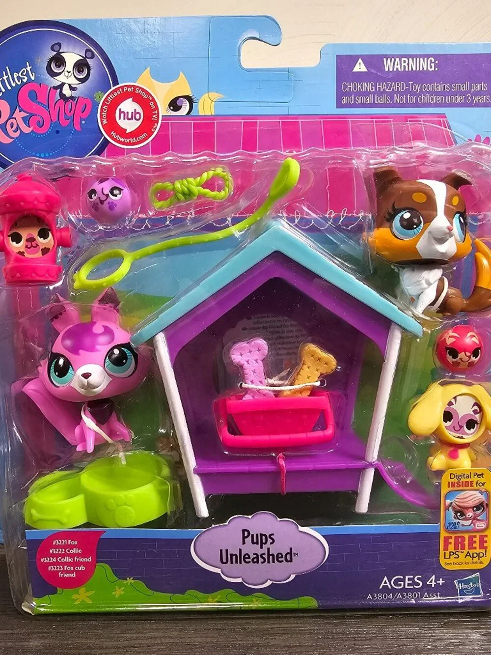 Hasbro Littlest Pet Shop Pups Unleashed #3221 Fox #3222 Collie Dog NEW LPS 2012